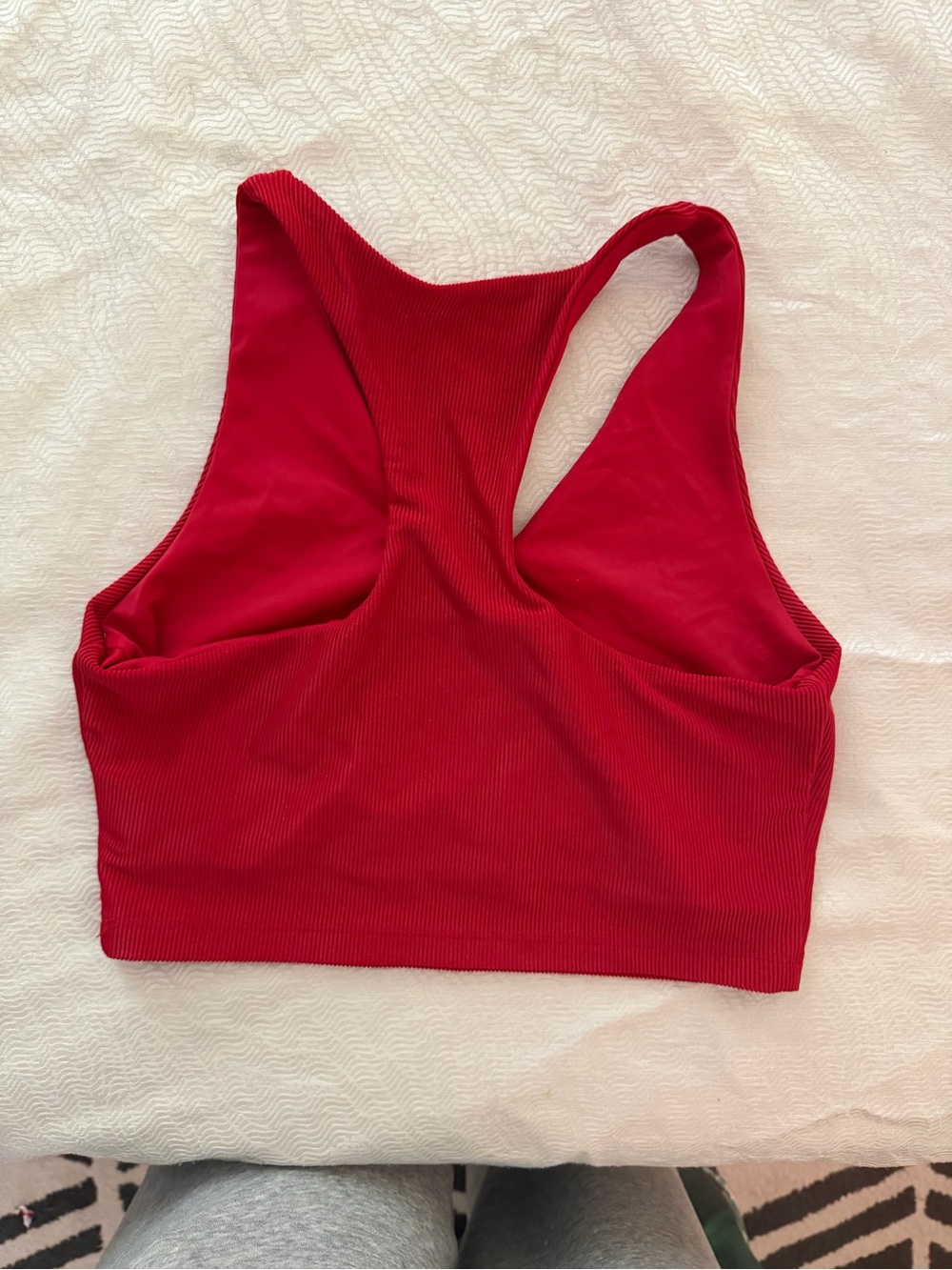 Beach Riot Red Ribbed Racerback Crop Swim Top - Picture 2 of 2